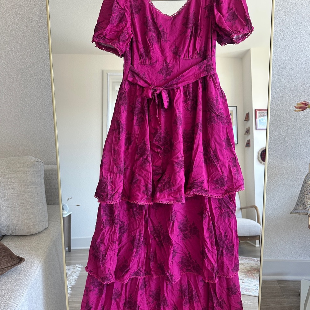 Elegant Pink floral Layered Dress